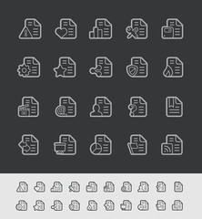Wall Mural - documents icons 2 -- black line series