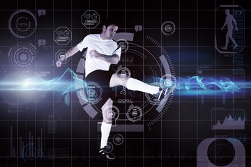 Aufkleber - Composite image of football player in white kicking
