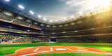 Fototapeta Sport - Professional baseball grand arena in sunlight