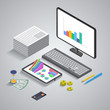 © nappelbaum - Flat 3d isometric mobile application, business analytics, financ