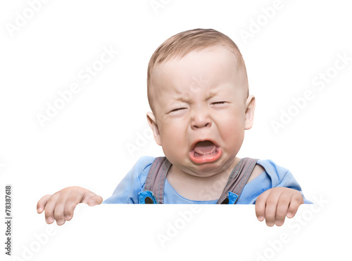 Fotografie, Obraz The crying boy, with empty place for your text
