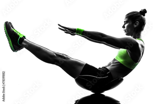 Naklejka ścienna woman fitness crunches exercises silhouette