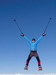 © zhukovvvlad - The man in snowshoes jumps in the mountains.