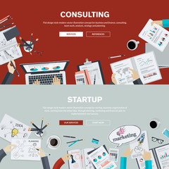 Wall Mural - flat design concepts for business consulting, startup