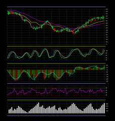 Vector stock market charts and graphs