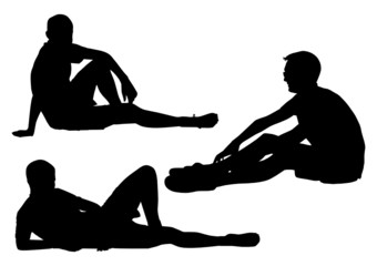 Wall Mural - Sitting Boys Silhouettes