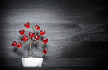 Beautiful Love Tree With Red Hearts On It