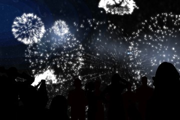 Aufkleber - Composite image of silhouette of cheering people