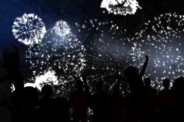 Aufkleber - Composite image of silhouette of cheering people
