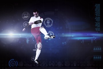 Wall Mural - Composite image of football player in white kicking