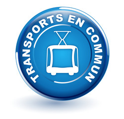 Poster - transports en commun sur bouton bleu