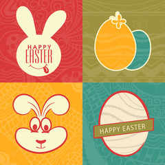 Sticker - Set of colorful cards for Happy Easter celebration.