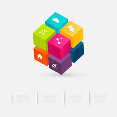 Wall Mural - 3d cube infographics.