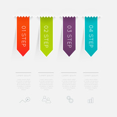 Wall Mural - set of colorful text box with steps, trendy colors.