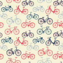 Seamless Pattern With Vintage Bicycles