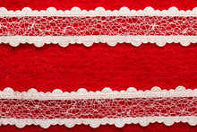 Vintage White Lace Over Red Background