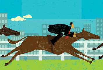 Poster - Businessman horseracing