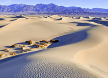 Desert Landscape With Sand Dunes And Mountains, Death Valley