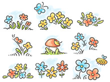 Cartoon Floral Design Elements