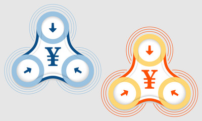 Two vector objects and yen symbol