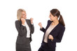 Erfolgreiche Geschäftsfrauen isoliert lachend und jubelnd