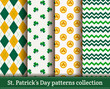 Happy St. Patrick's Day! Set of vector seamless patterns.