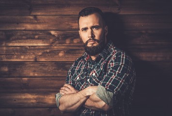 Handsome man wearing checkered  shirt