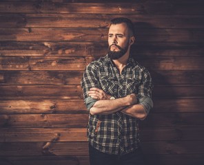 Wall Mural - Handsome man wearing checkered  shirt