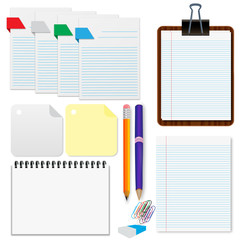 Canvas Print - set, paper, sheets, pencil, stationery vector illustration