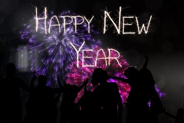 Aufkleber - Composite image of silhouette of cheering people