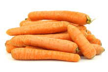 Bunch Of Fresh Winter Carrots On A White Background