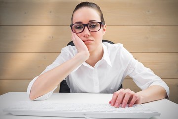 Aufkleber - Composite image of businesswoman typing on a keyboard