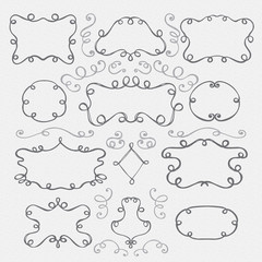 Wall Mural - hand drawn vintage frames and swirls