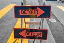 Detour Sign On The Street