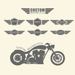 Set of vintage custom motorcycle labels,vector