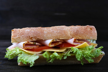 Wall Mural - Fresh and tasty sandwich with ham and vegetables