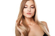 © julenochek - Woman with long straight blond hairs isolated