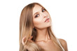 © julenochek - Woman with long straight blond hairs isolated