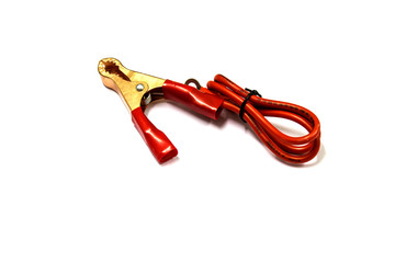 Red Jumper cable isolated on white background