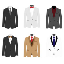 Set Of 6 Illustration Handsome Business Suit