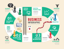 Business Board Game Concept Infographic Step To Successful,vecto