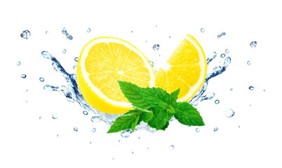 Poster - lemon and mint splash