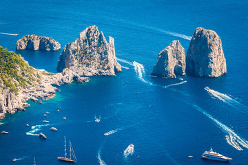 Wall Mural - Capri, Faraglioni in the mediterranean sea. Italy, Naples