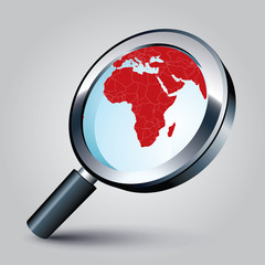 Wall Mural - World map countries Africa magnified by loupe