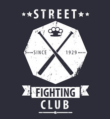 Wall Mural - Street Fighting Club grunge emblem with crossed bats