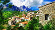 Leinwanddruck Bild - stunning mountain villages of Corsica - Evisa