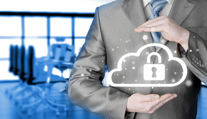 Protect cloud information data concept. Security and safety of