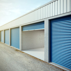 Empty storage unit with opened door