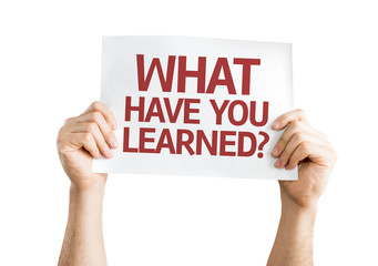 what have you learned? card isolated on white background