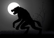 A werewolf lurking in the dark during full moon